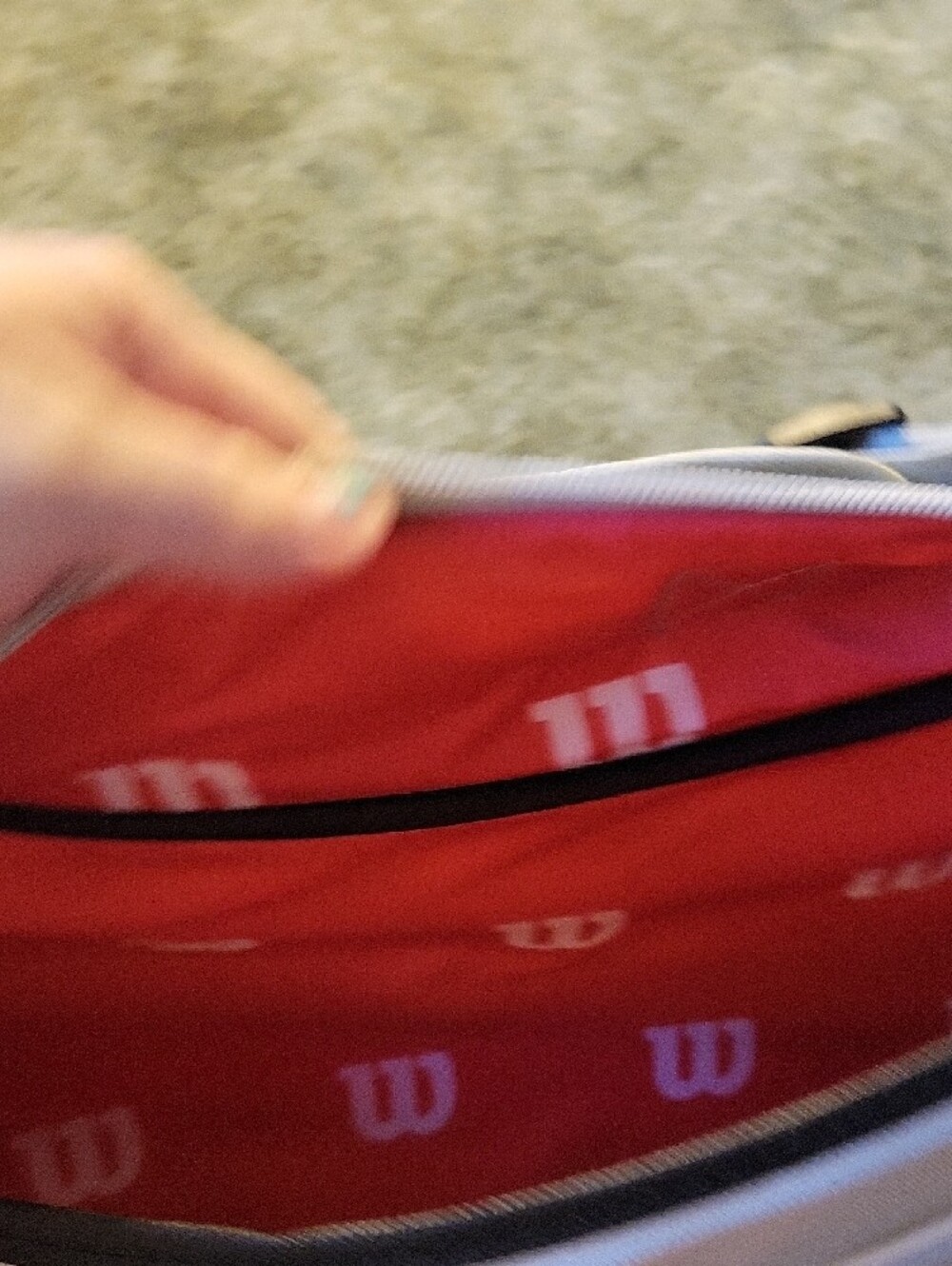 Wilson Light Gray Duffel Bag with Red Stripe - Picture 8 of 12